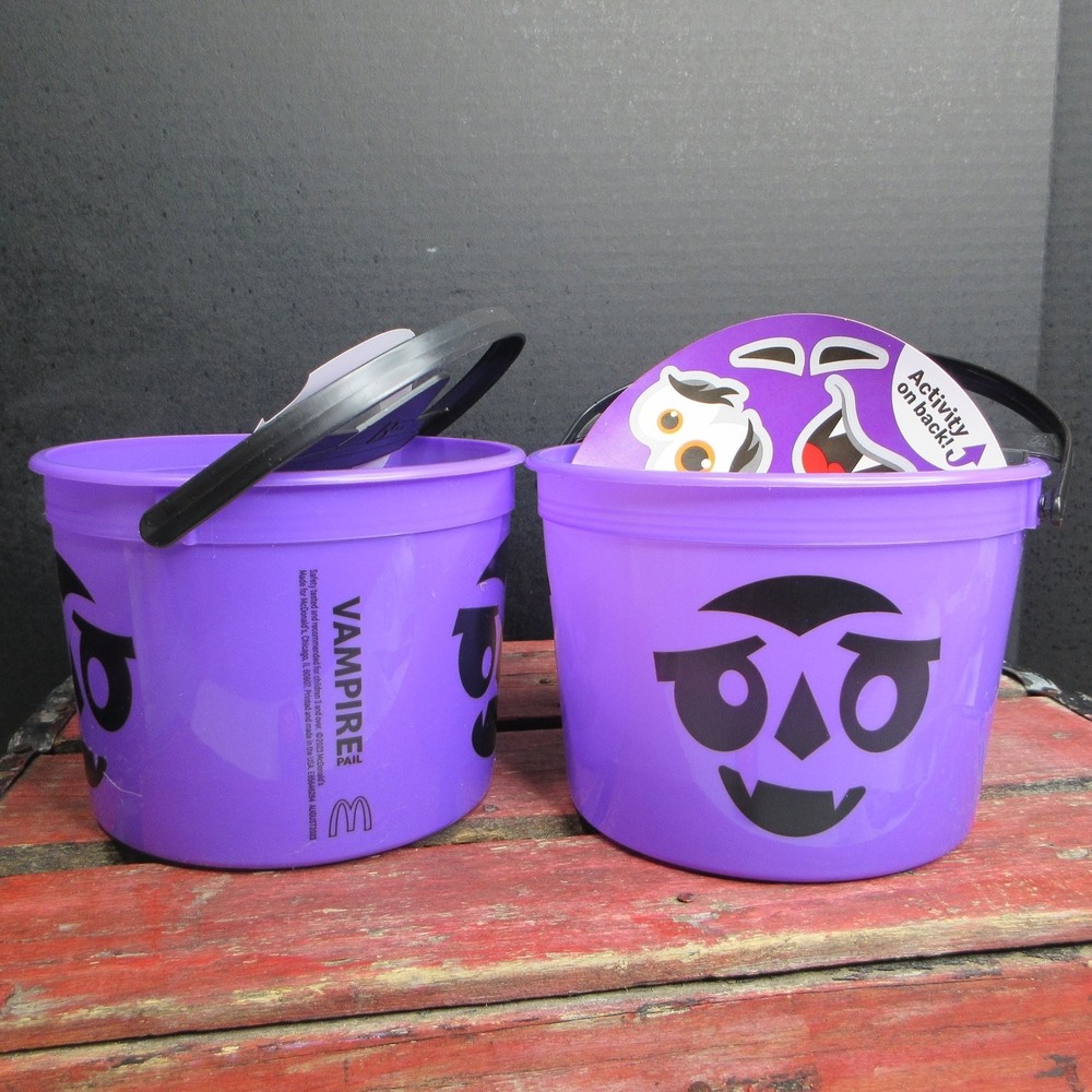 2023 McDONALD'S Halloween Boo Treat Bucket HAPPY MEAL Purple Vampire New Classic